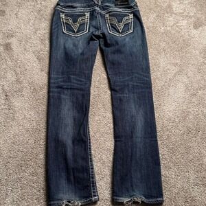 VIGOSS "CHELSEA STRAIGHT" EMBELLISHED POCKET LOW RISE DENIM
